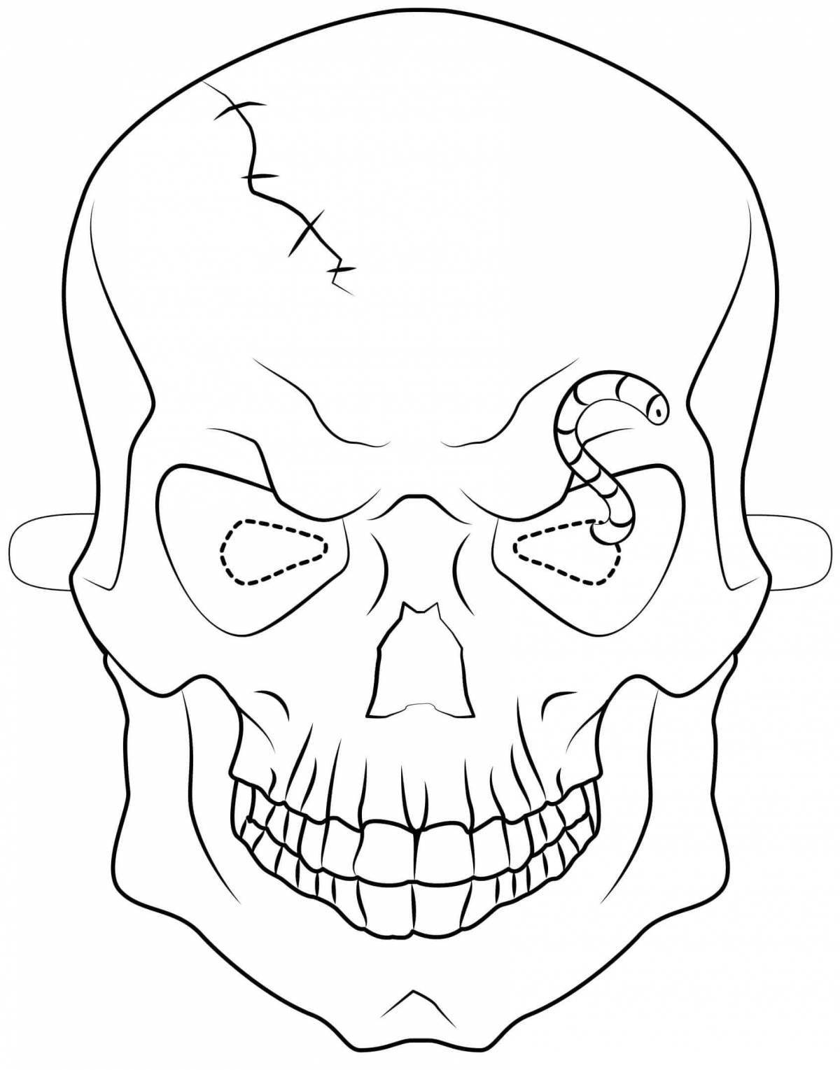 Colorful skull coloring page for kids