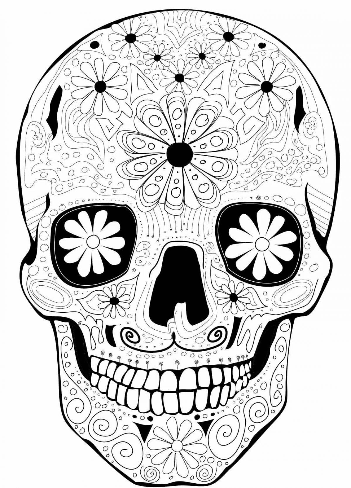 Vibrant skull coloring page for kids