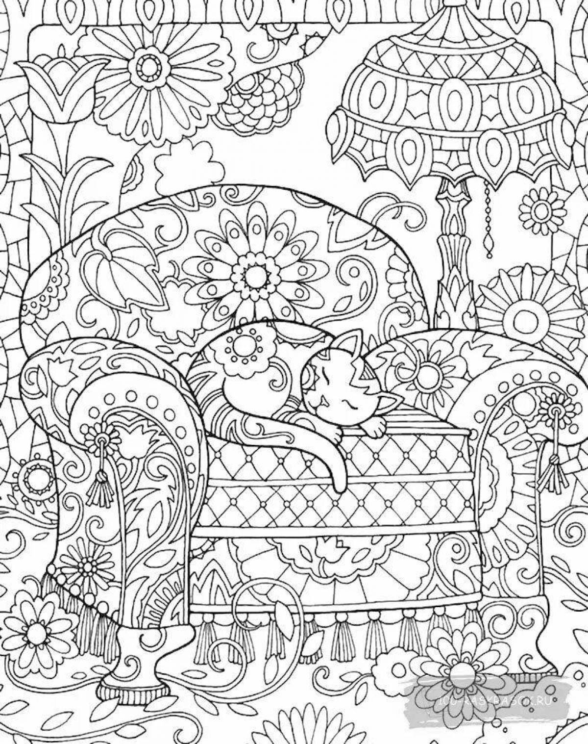 Stimulating anti-stress coloring book for children