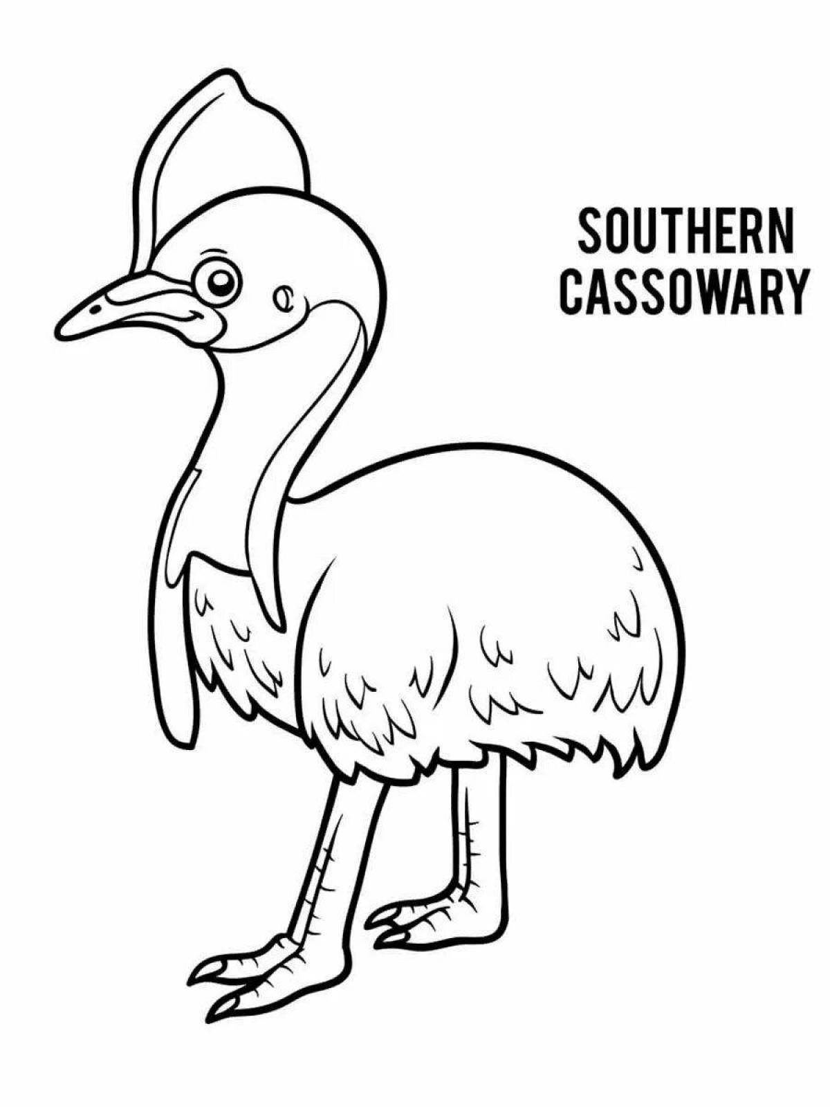 A wonderful cassowary coloring book for kids
