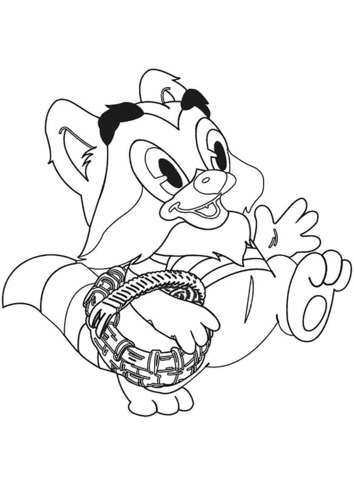 Sweet coloring baby raccoon