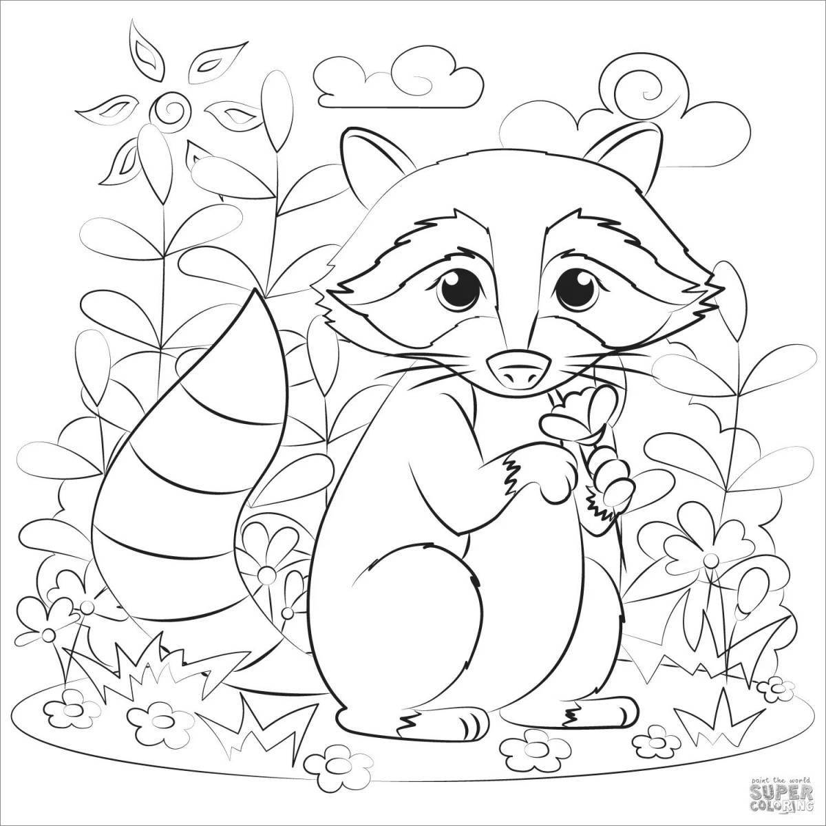 Веселая раскраска baby raccoon