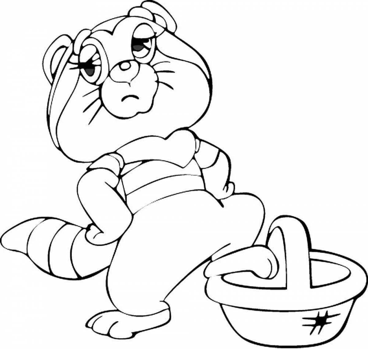 Fun coloring baby raccoon