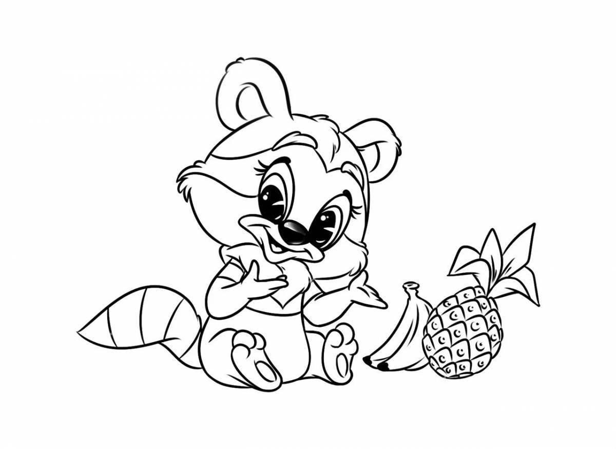 Tempting baby raccoon coloring book