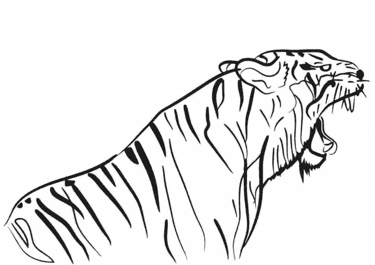Bright saber-toothed tiger coloring book for kids