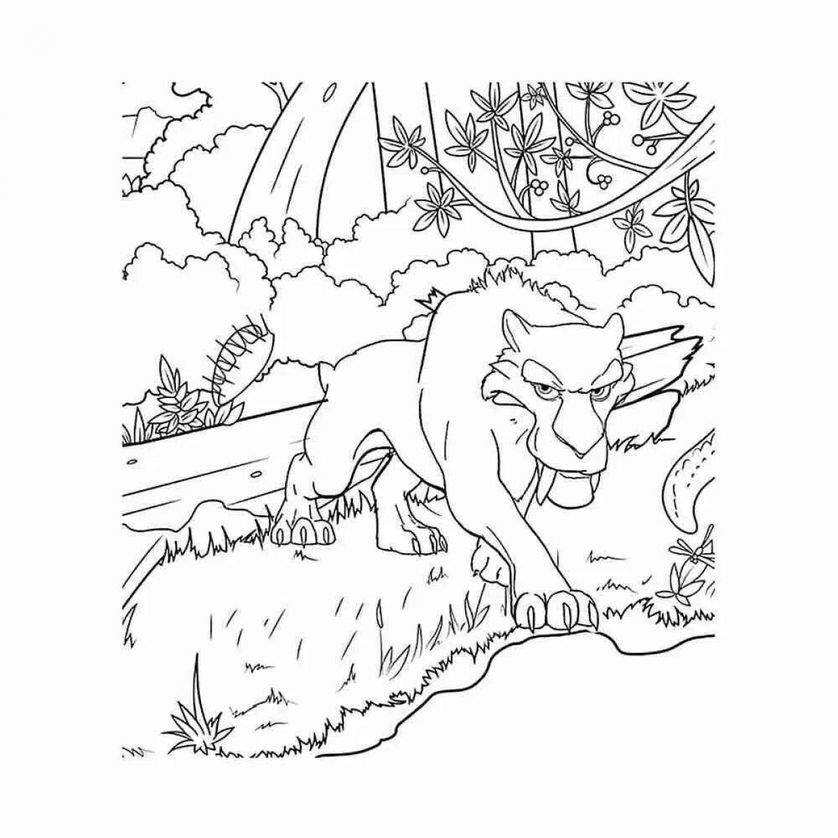 Fun saber-toothed tiger coloring book for kids