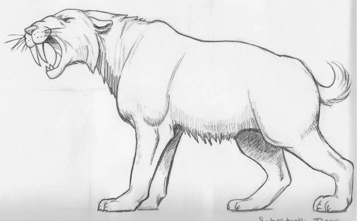 Charming saber-toothed tiger coloring book for kids