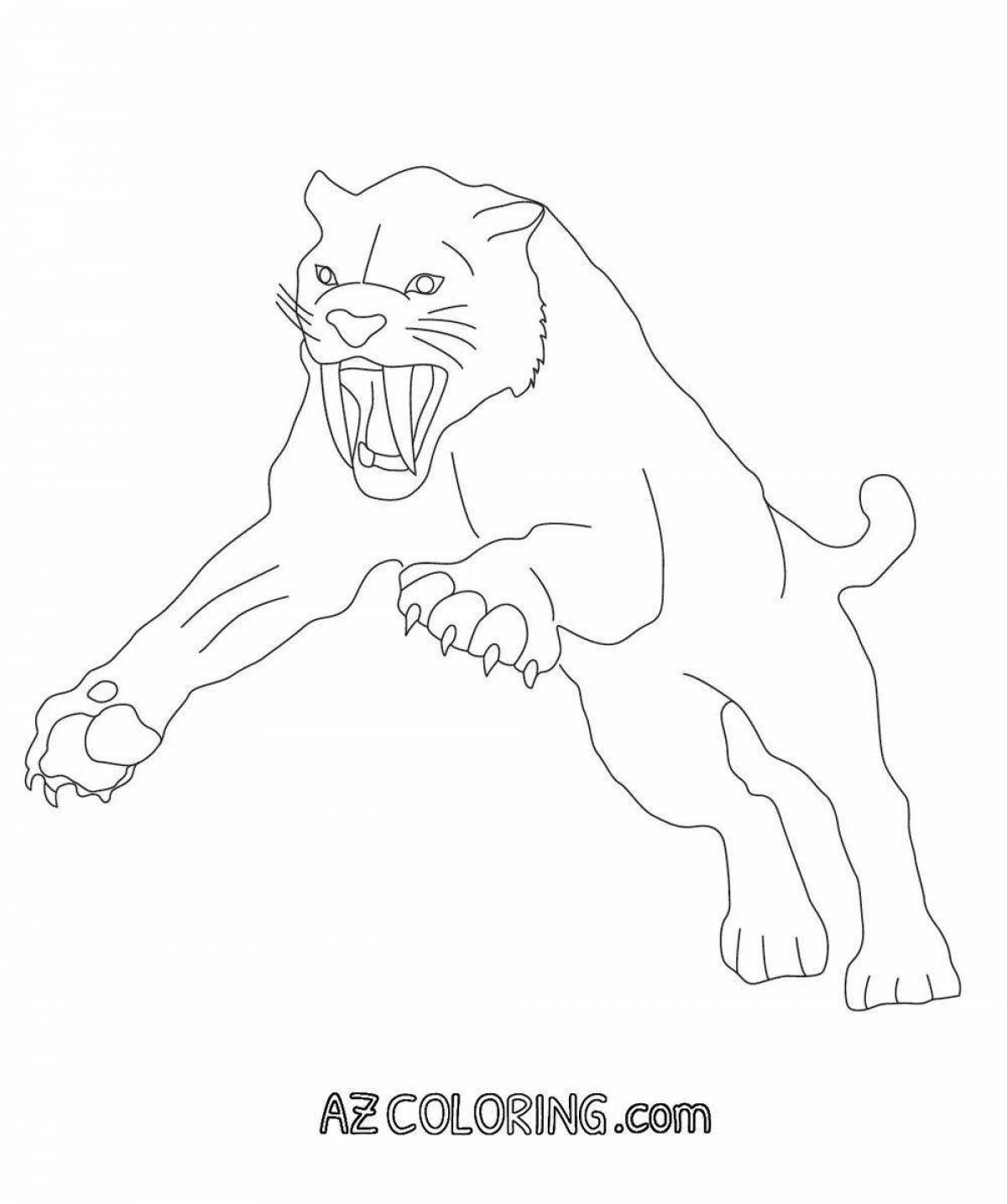 Attracting saber-toothed tiger coloring pages for kids