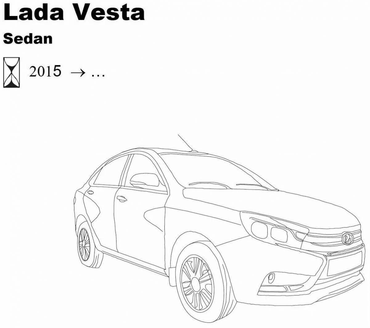 Fun coloring book Lada Vesta for kids