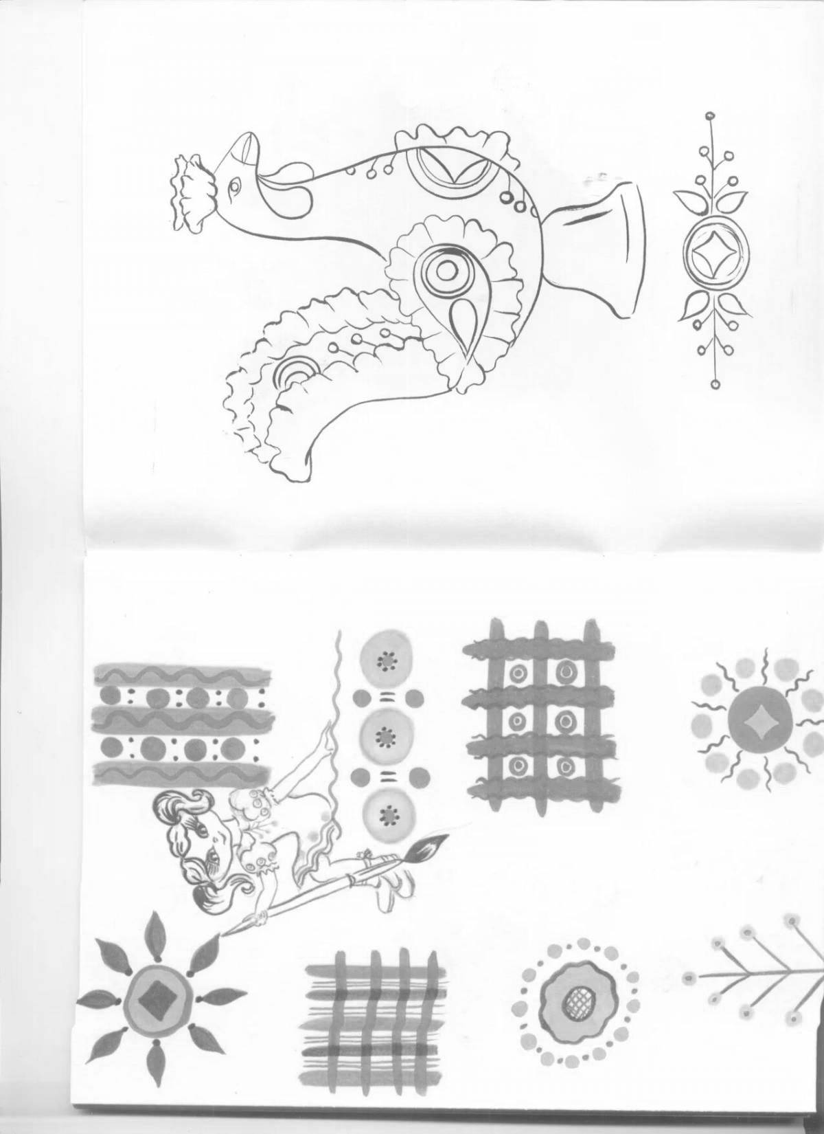 Восхитительная раскраска дымковского петуха для дошкольников