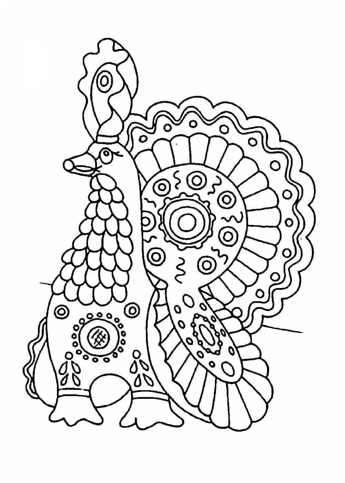 Amazing Dymkovo rooster coloring book for preschoolers