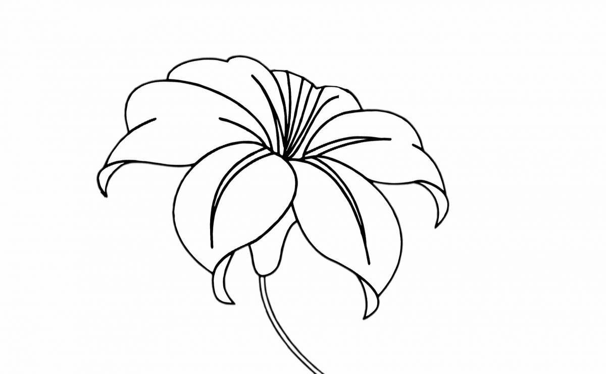 Bright scarlet flower coloring page for kids