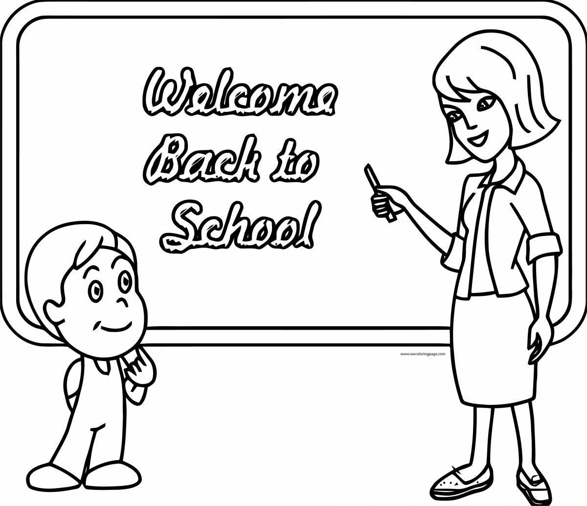 Animated teacher coloring page