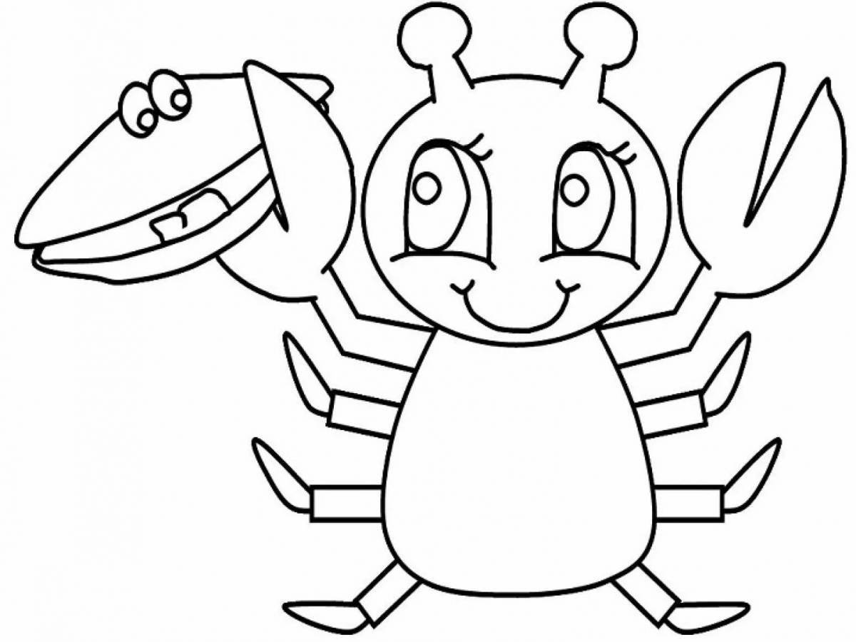 Fancy crab coloring for kids