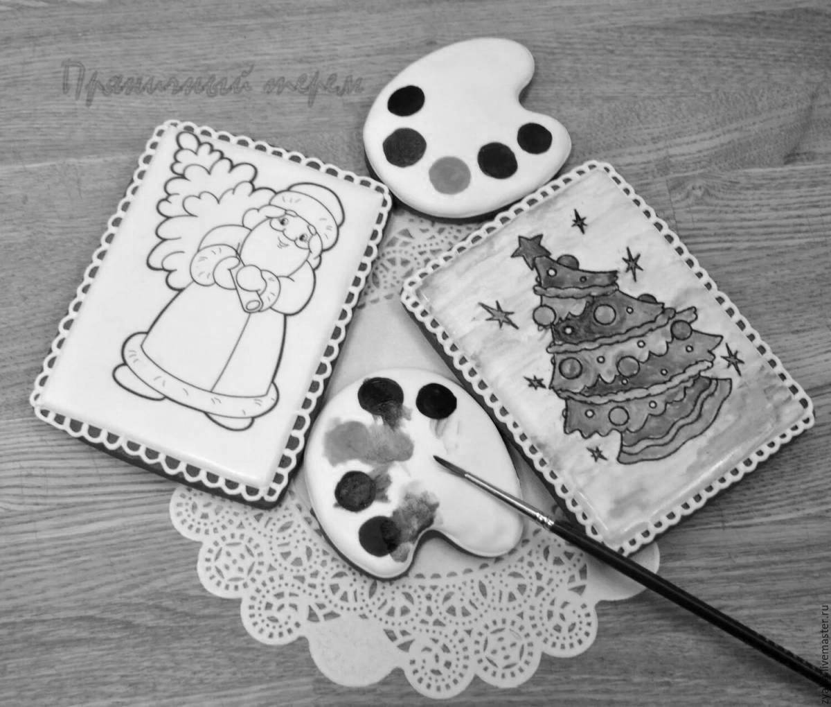 Colorful gingerbread coloring pages for kids