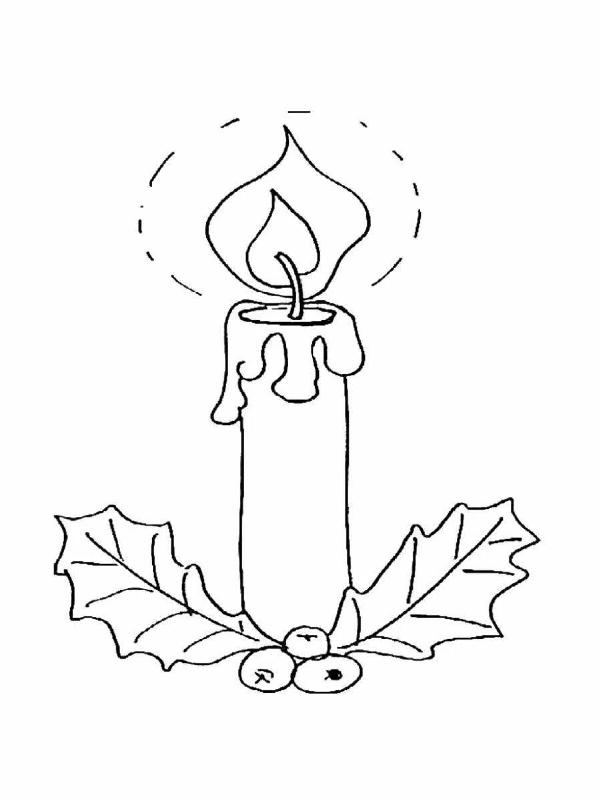 Colorful christmas candle coloring book for kids