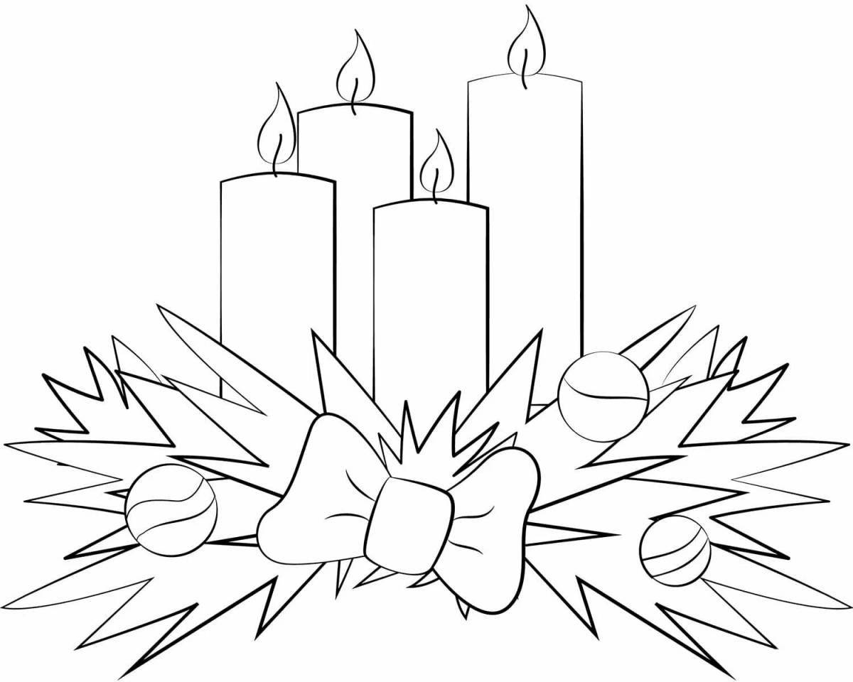 Sweet christmas candle coloring for kids