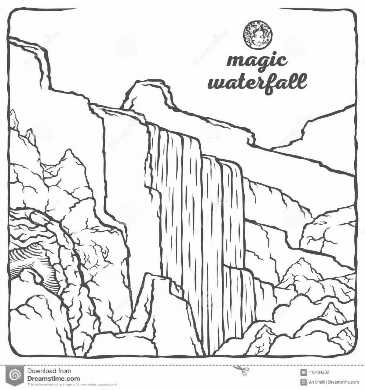 Gorgeous waterfall coloring book for kids
