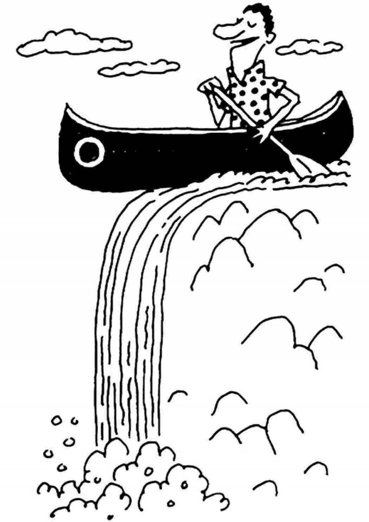 Photo Shining waterfall coloring book for kids