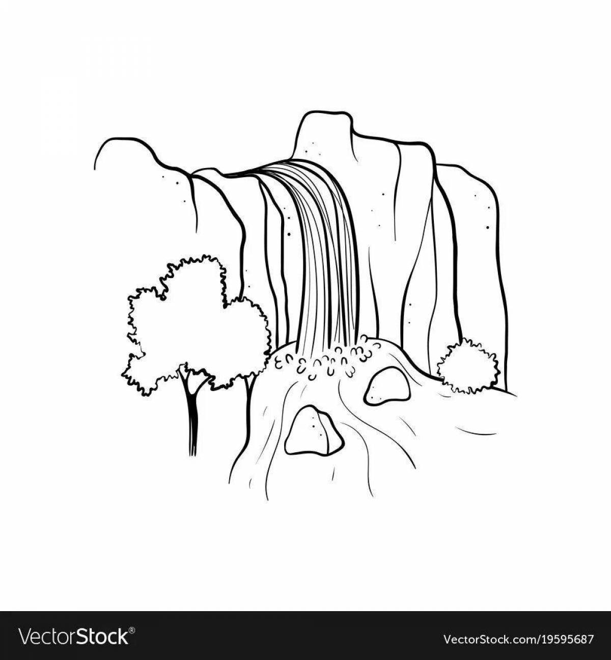 Live waterfall coloring book for kids