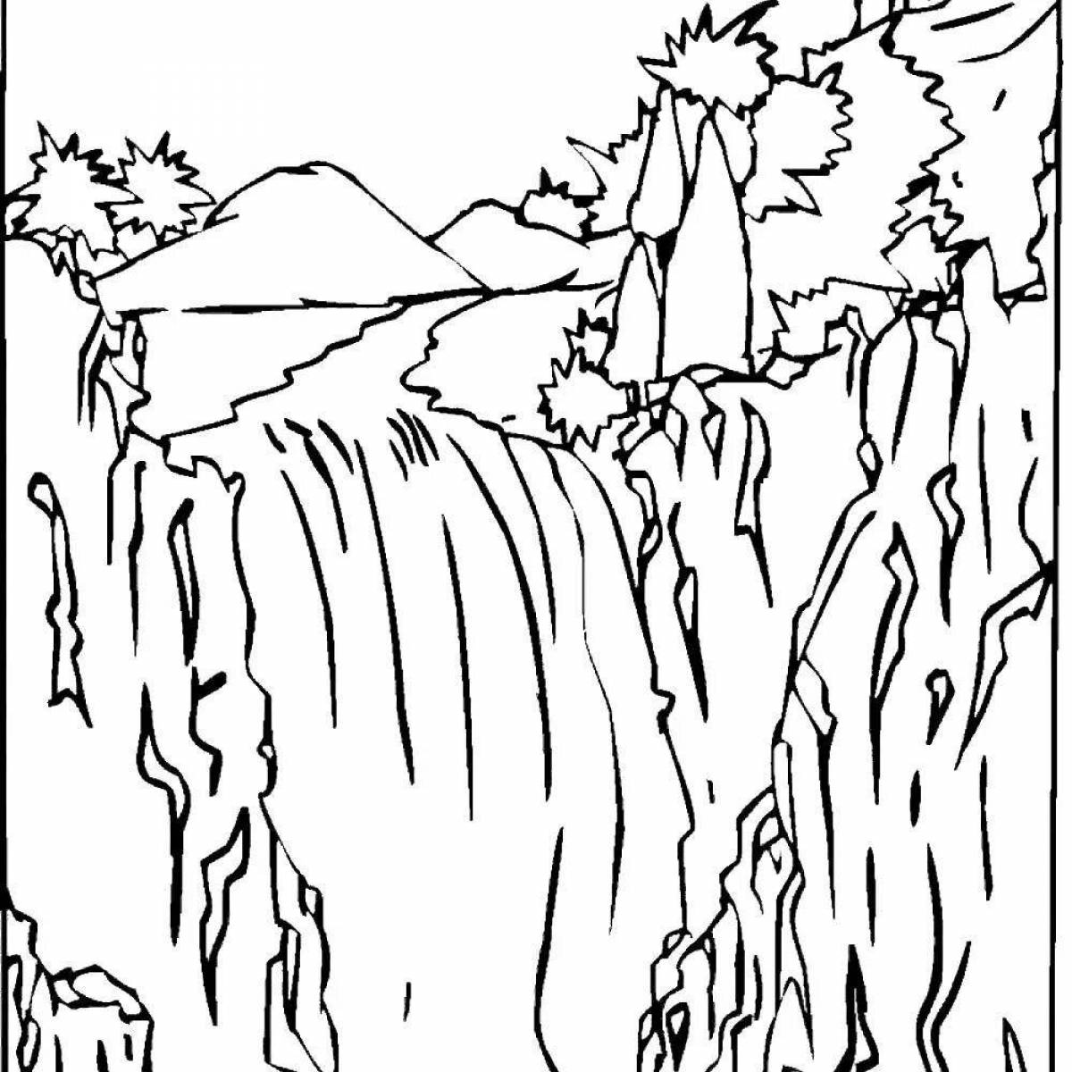 Glowing waterfall coloring book for kids