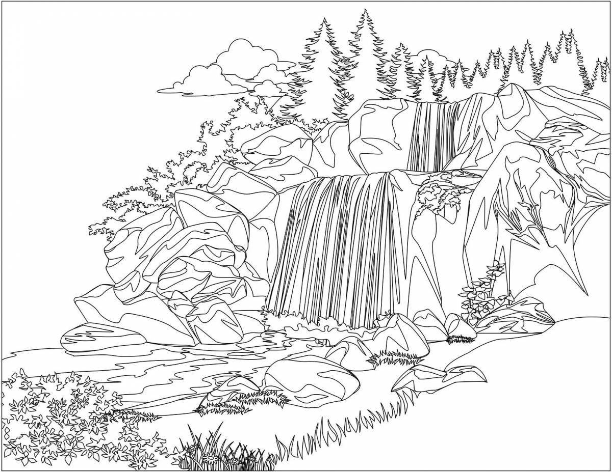 Wonderful waterfall coloring book for kids