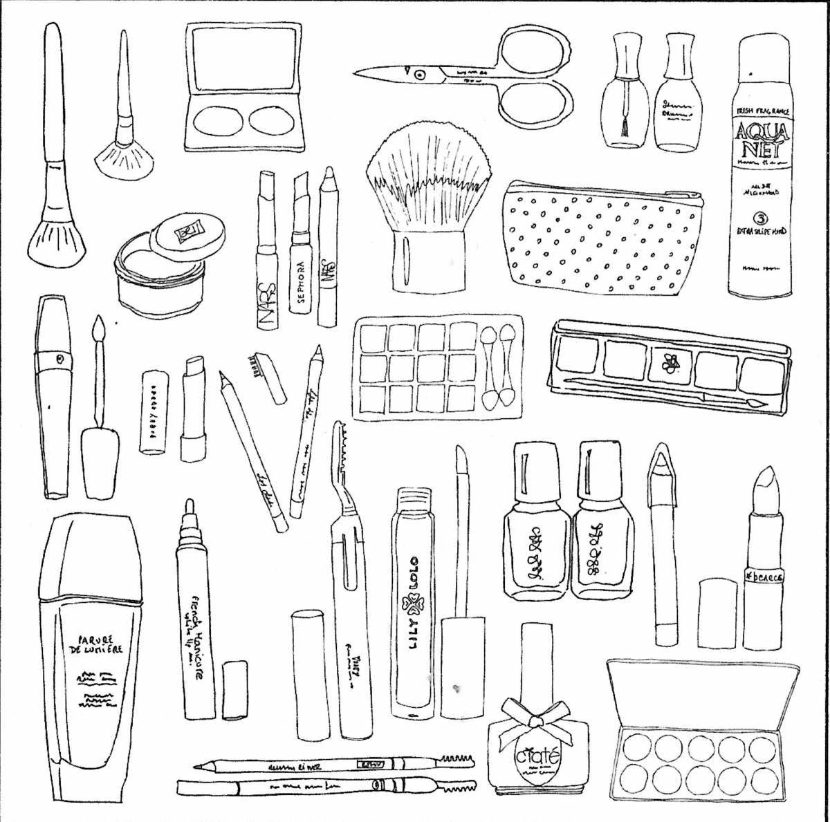 Coloring page of stylish cosmetics for ooty lalafanfan