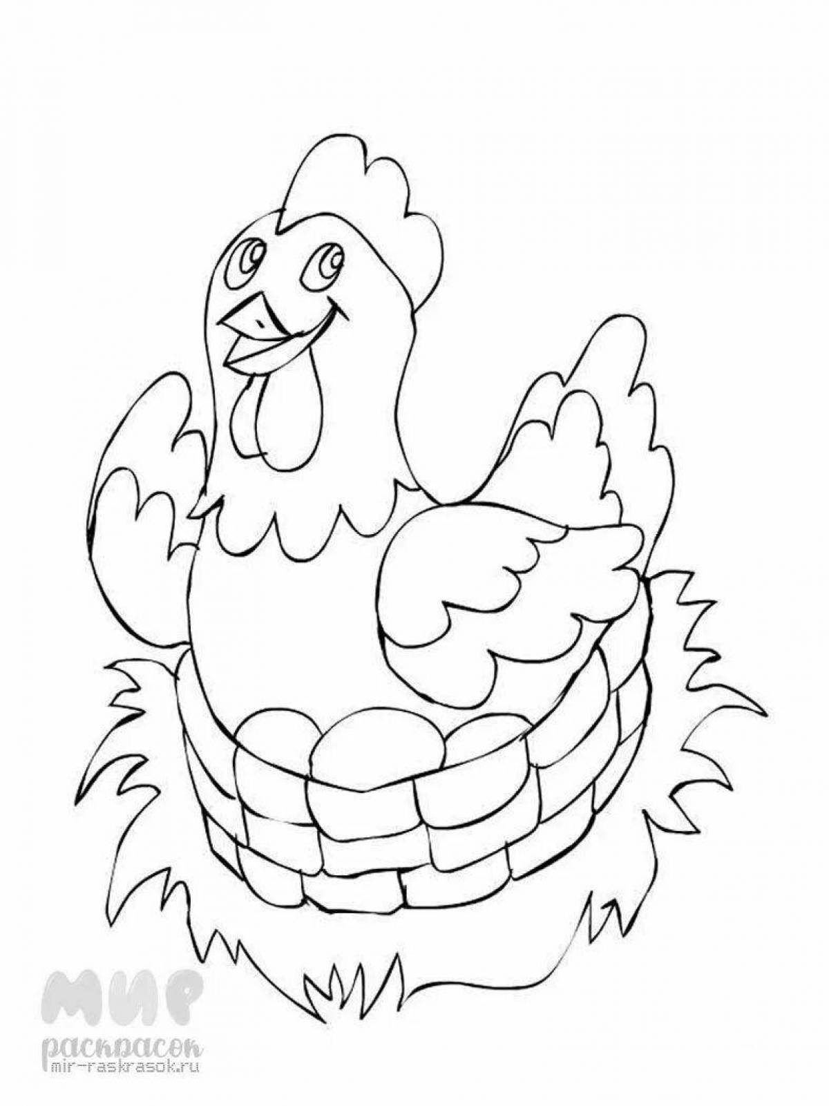 Sweet chicken pockmarked coloring page for kids