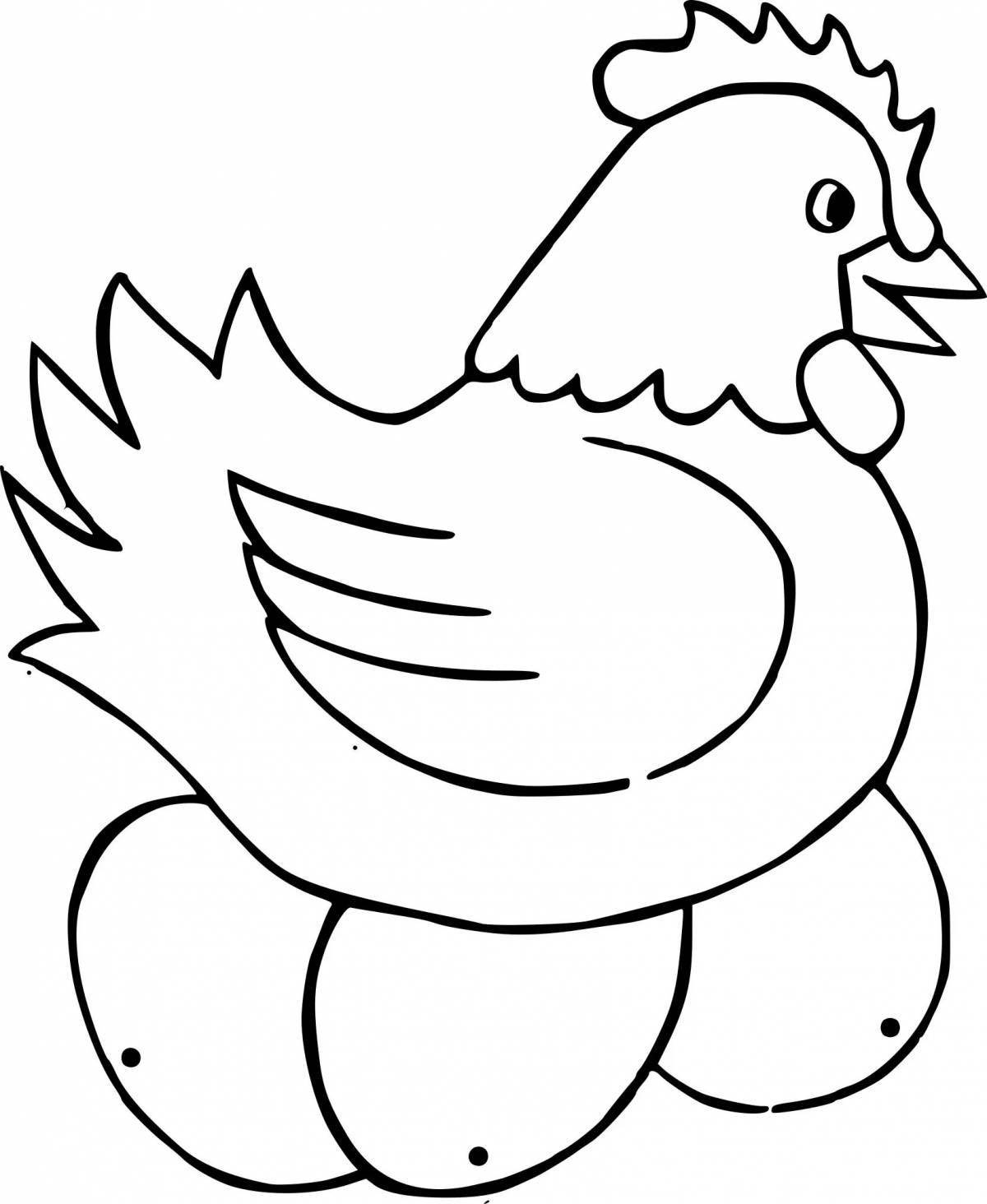 Coloring book magic hen pockmarked for kids