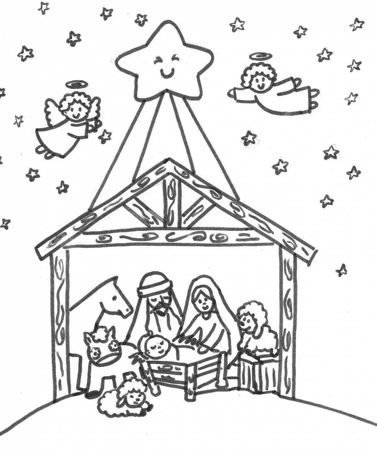 Colorful star of bethlehem coloring page for kids