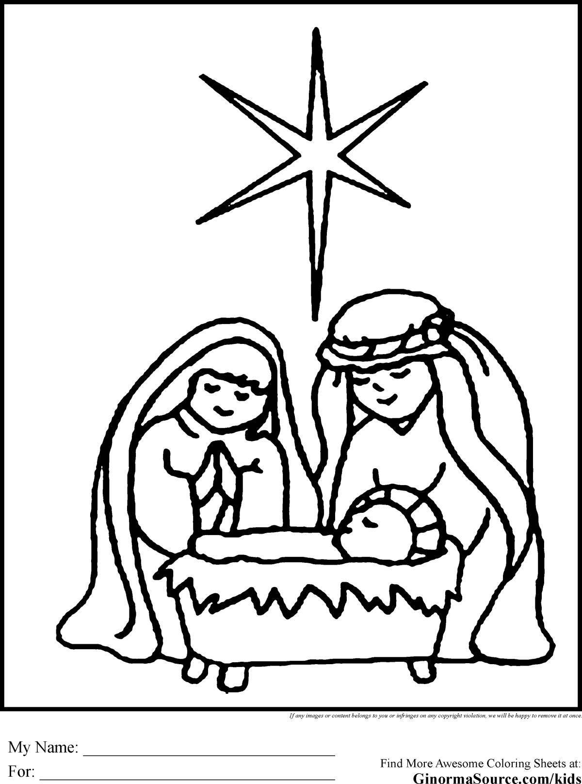 Jolly Star of Bethlehem coloring pages for kids
