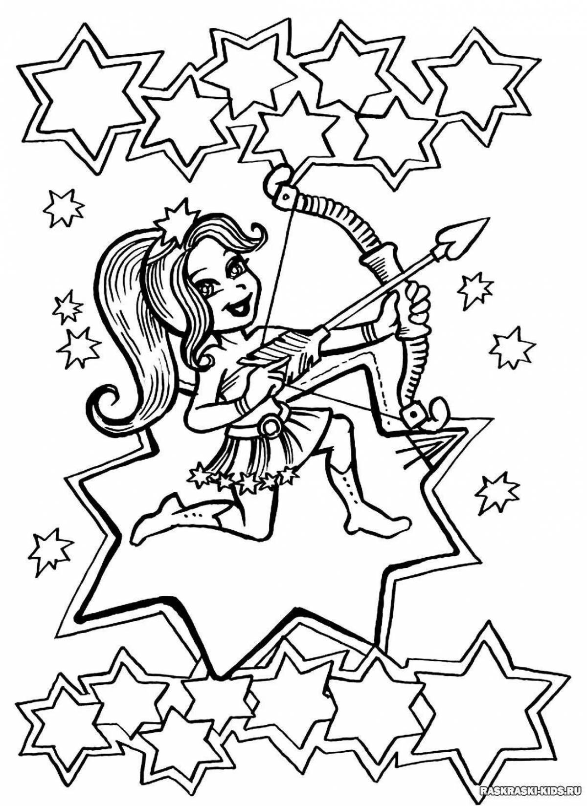Colorful zodiac signs coloring pages for kids