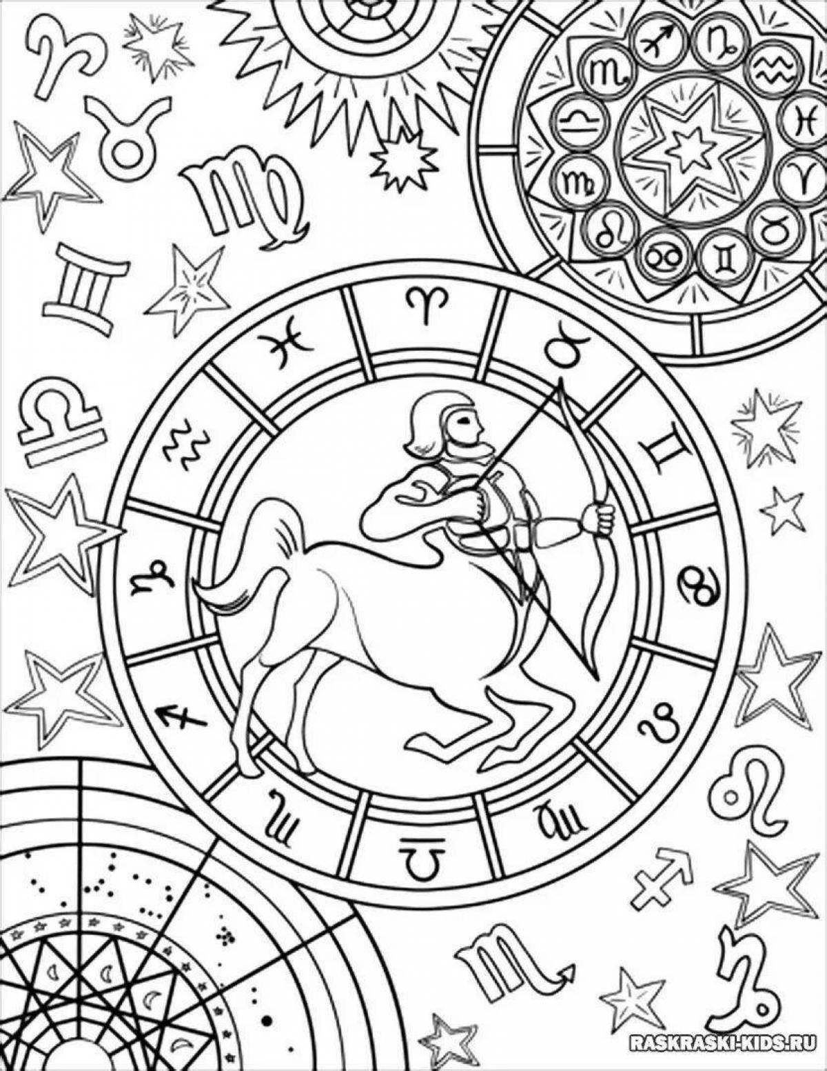 Fun coloring pages with zodiac signs for kids