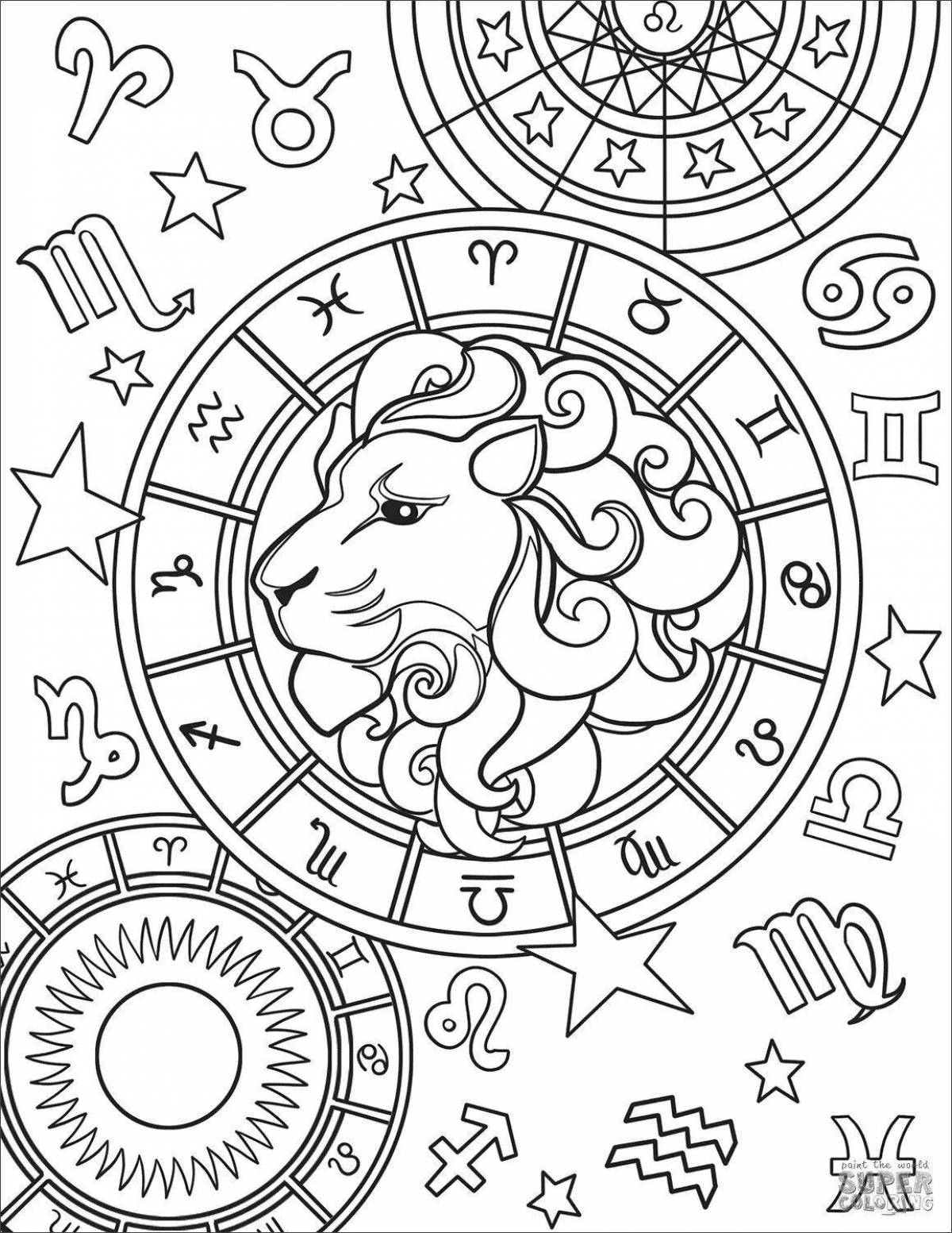 Colorful zodiac coloring pages for preschoolers