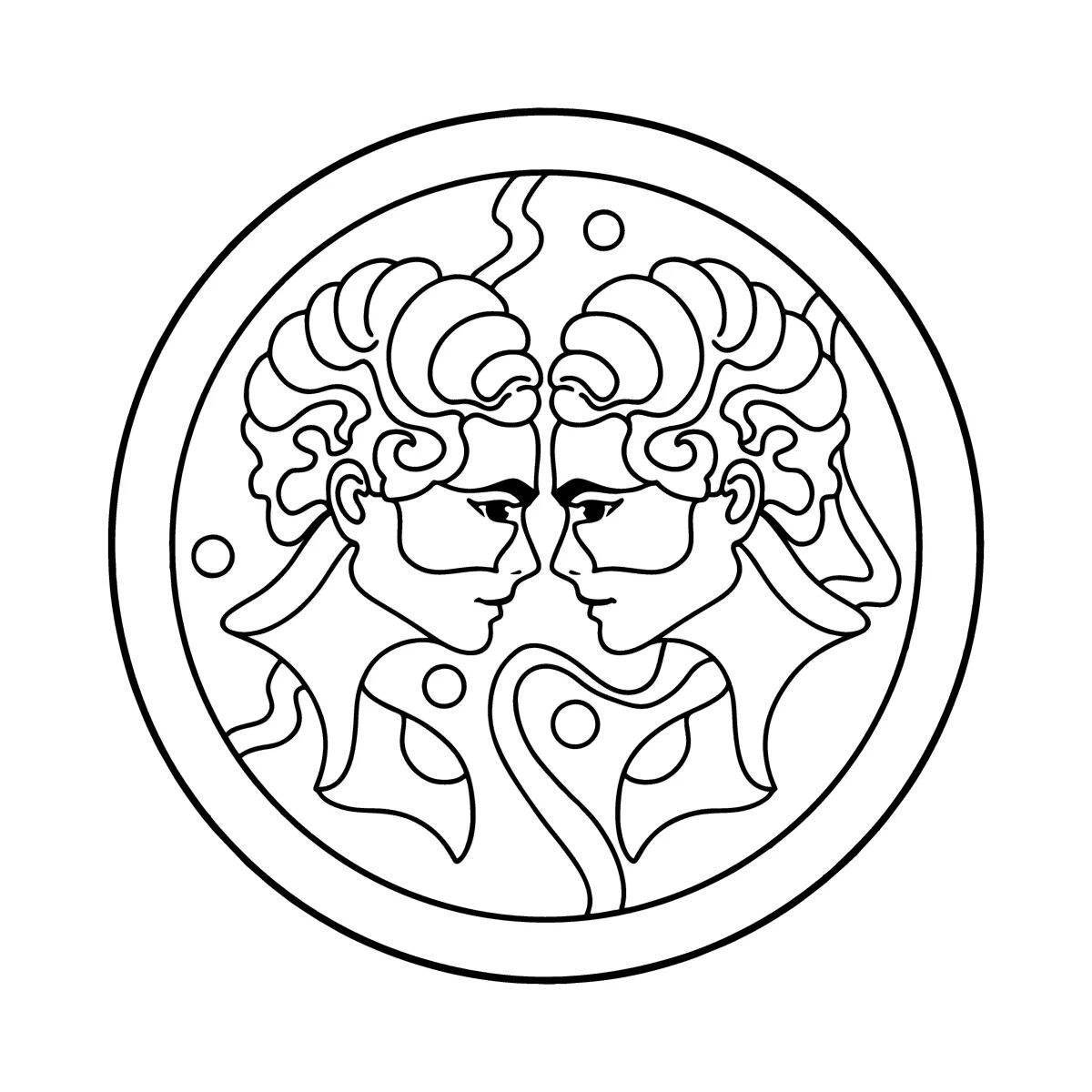 Colorful zodiac signs coloring pages for kids to learn