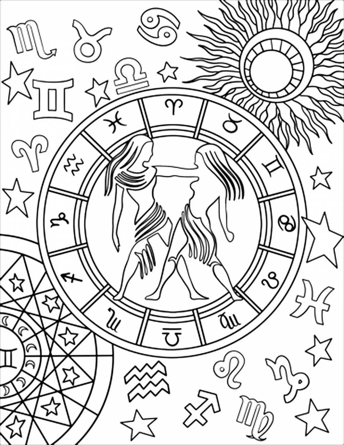Colorful zodiac signs coloring pages for kids to have fun