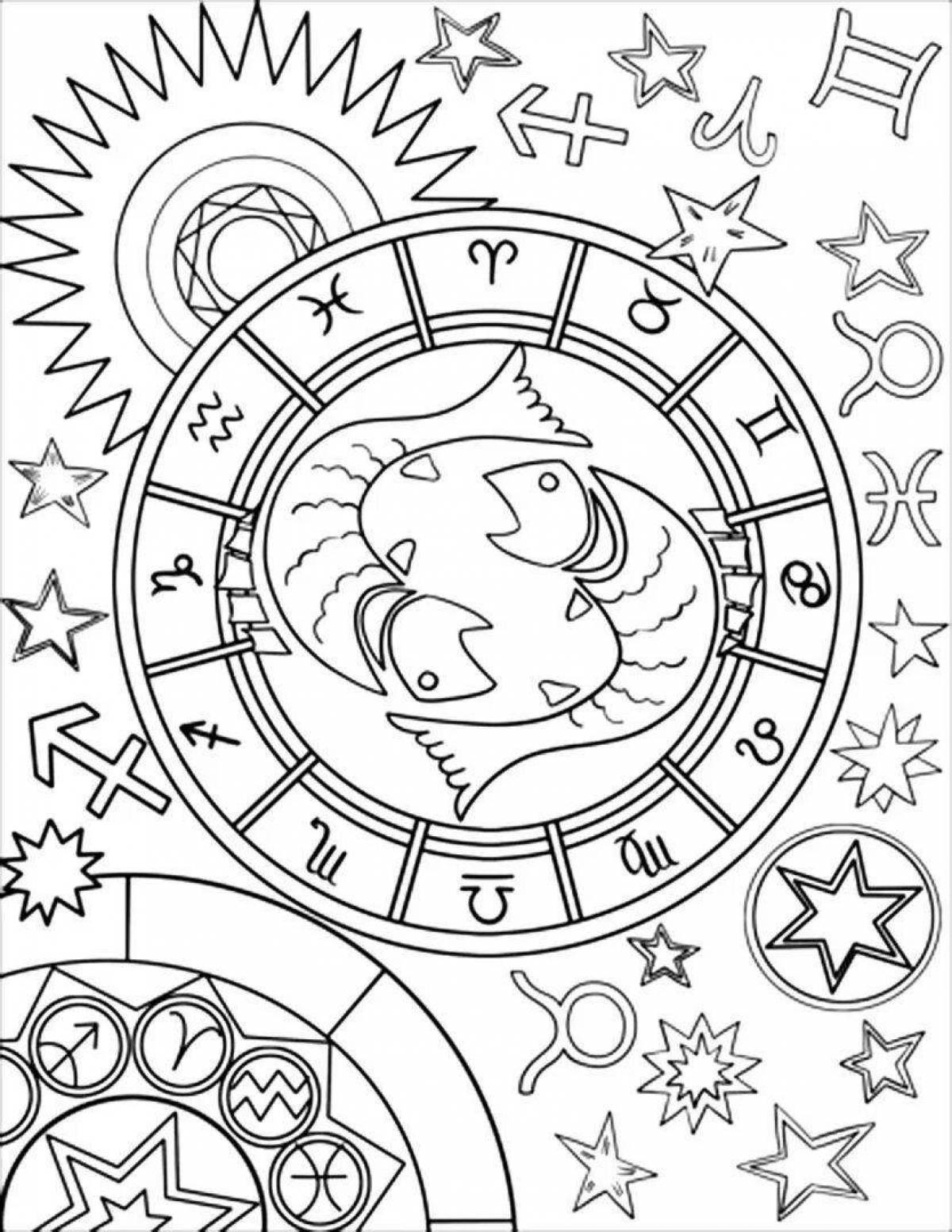 Colorful coloring pages of the signs of the zodiac to develop the creativity of children