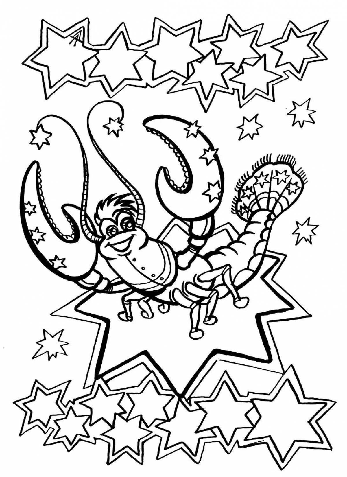 Colorful coloring pages with zodiac signs to develop skills in children