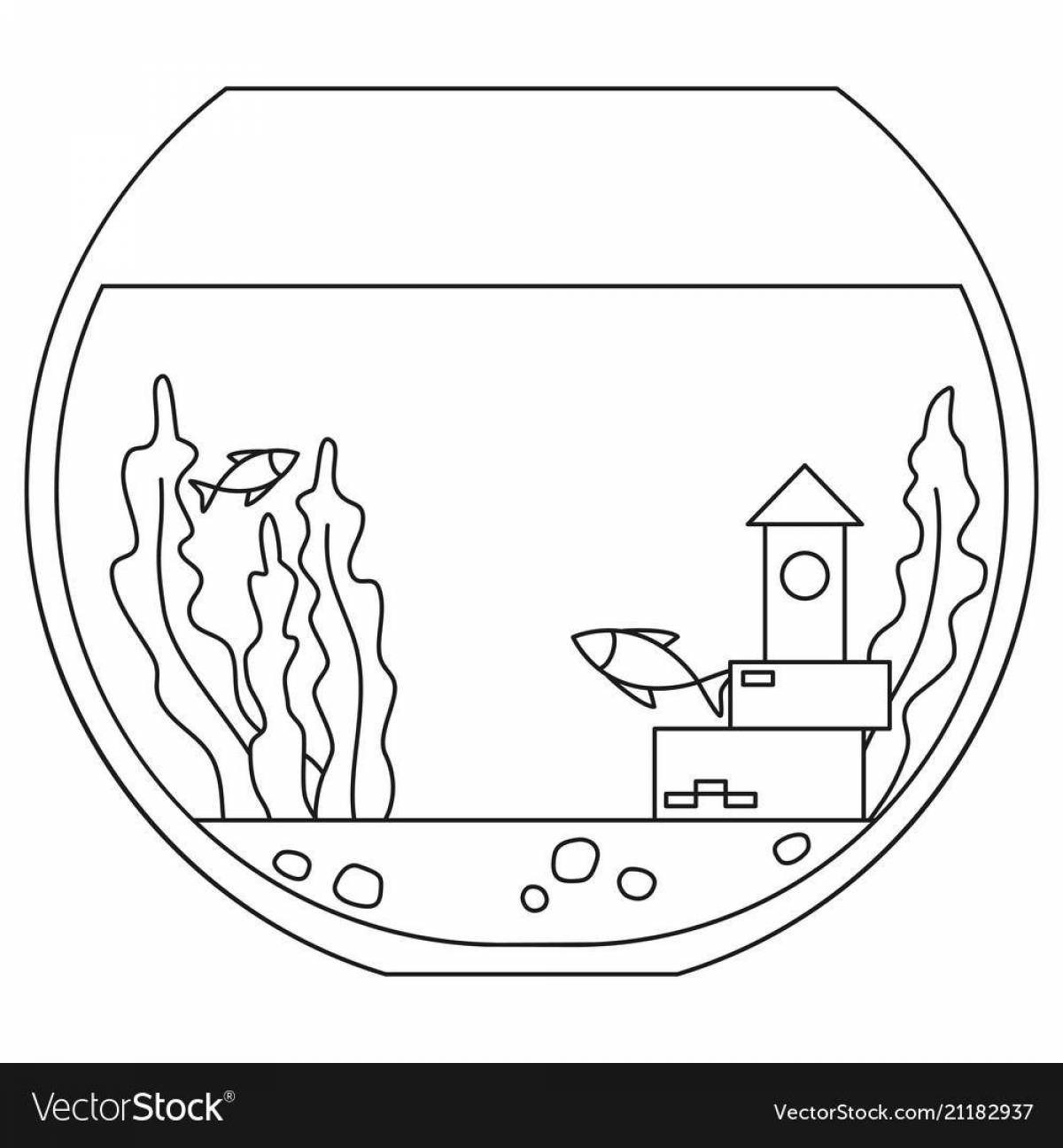 Adorable blank aquarium coloring page for kids