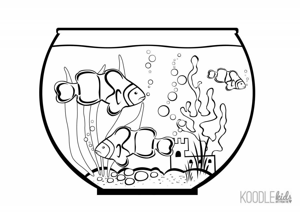 Cheerful empty aquarium coloring book for kids