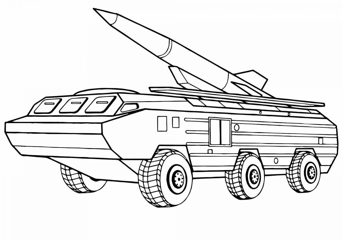 Fun military vehicle coloring book for preschoolers