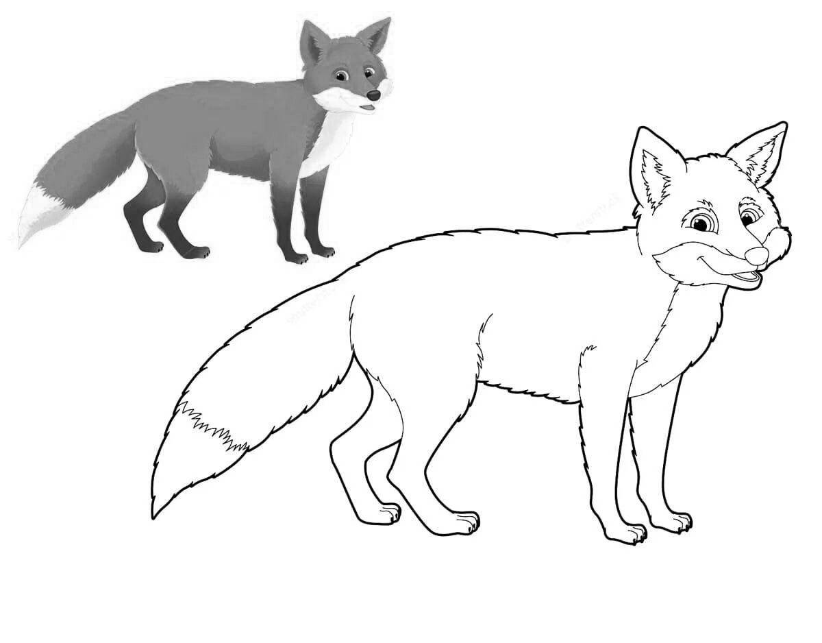 Snuggly fox in winter coloring pages