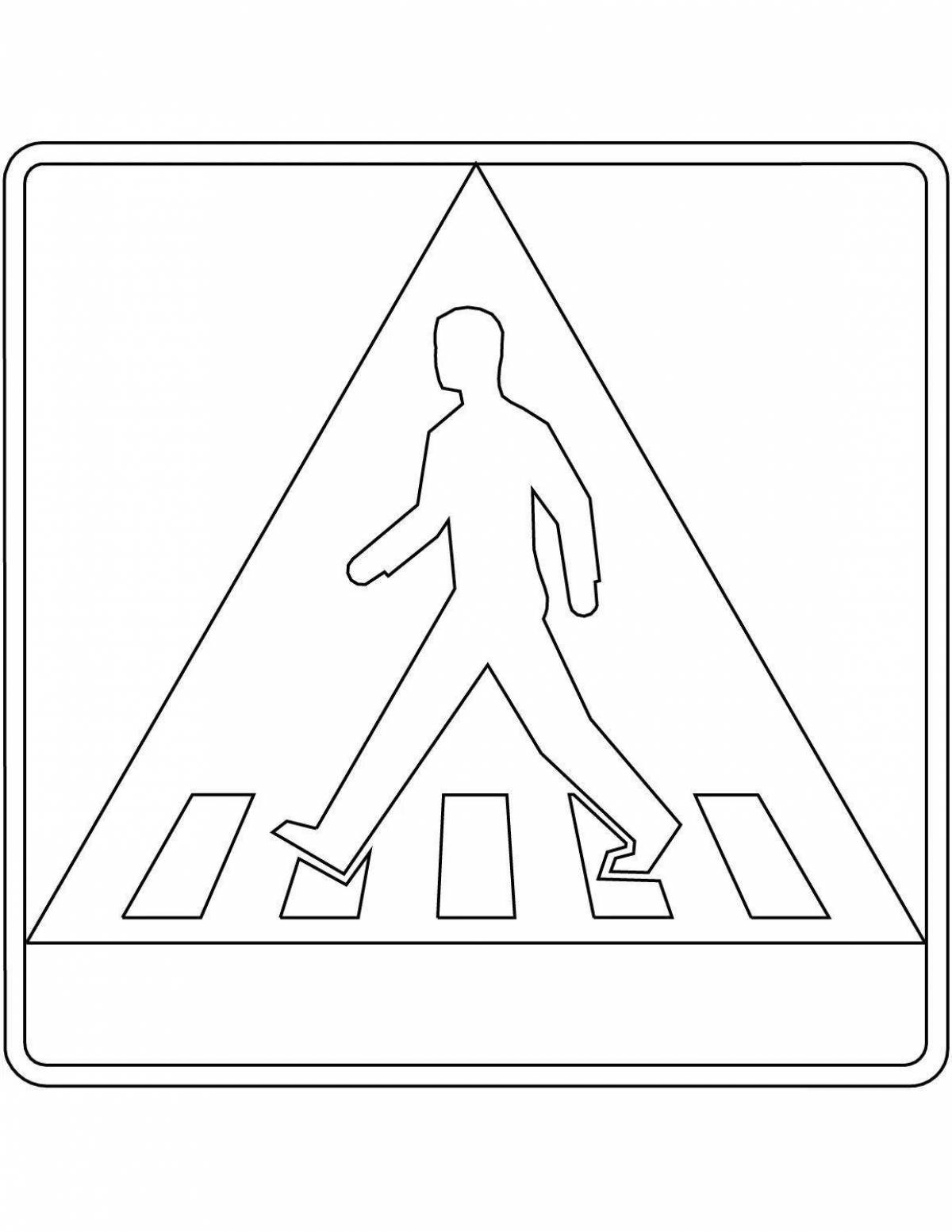 Conspicuously dazzling traffic sign for pedestrians
