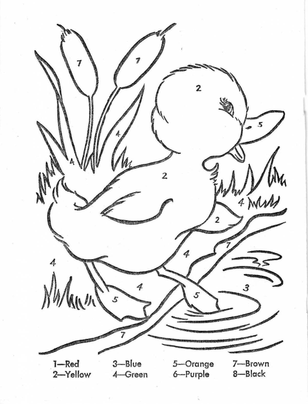 Colorful ugly duckling coloring book for kids