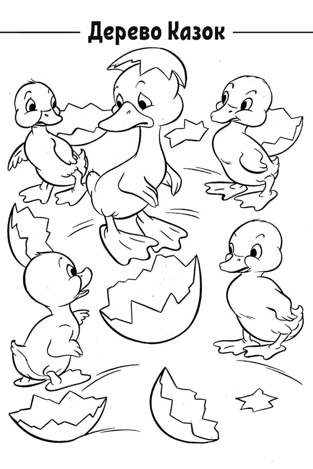 Coloring ugly duckling for kids