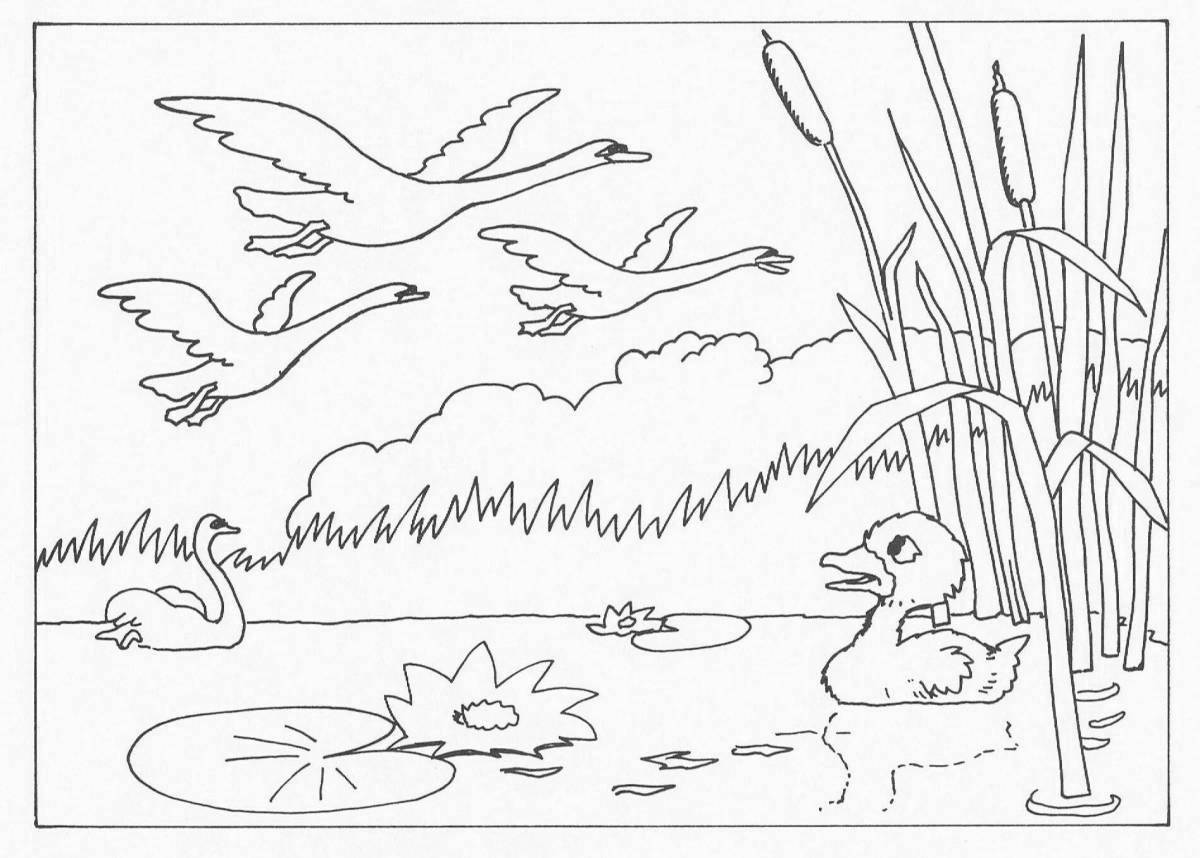 Cute ugly duckling coloring book for kids