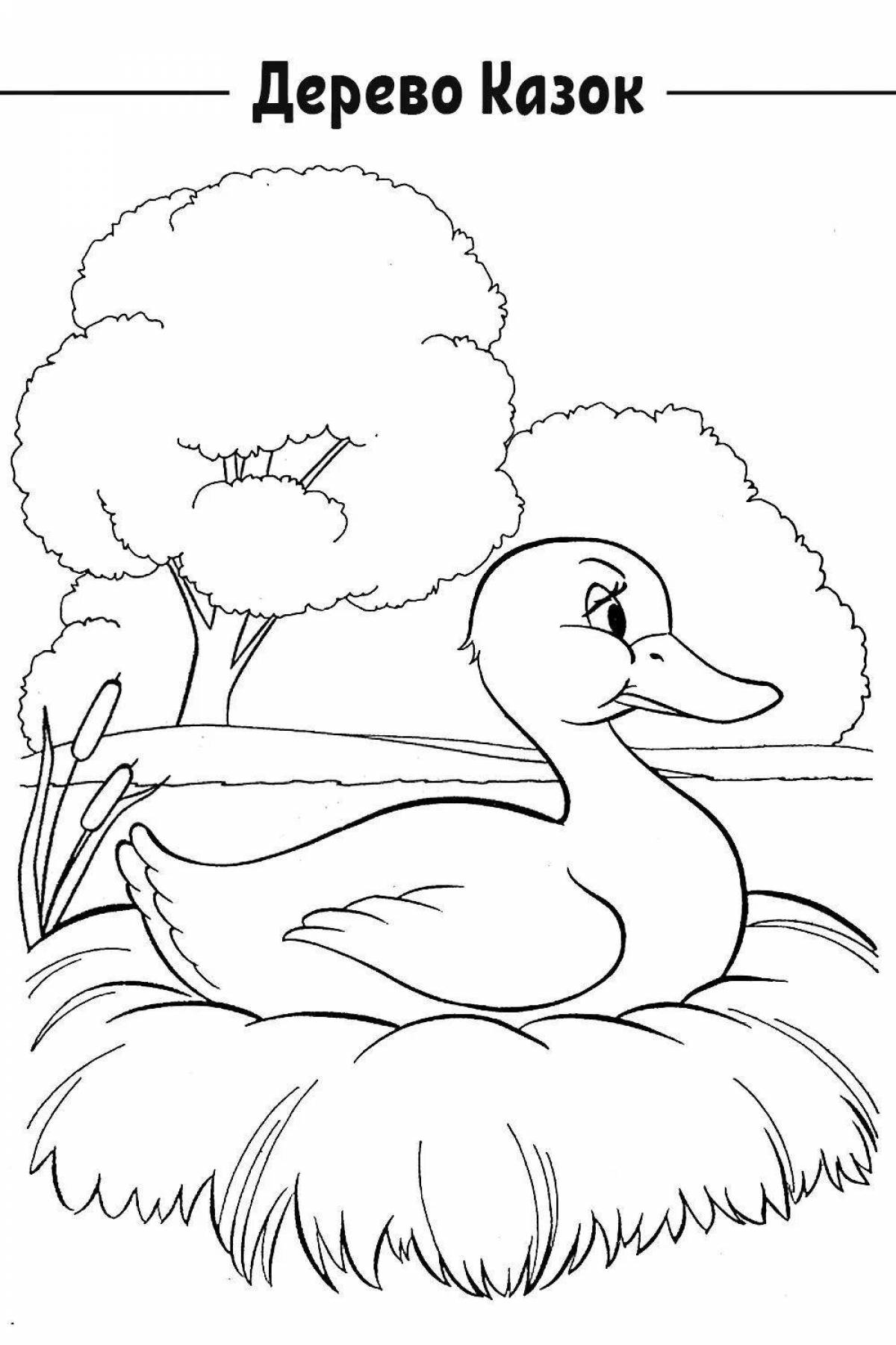 Great ugly duckling coloring book for kids