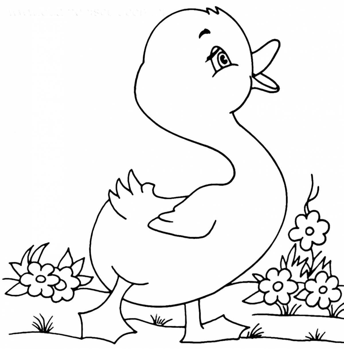 Happy ugly duckling coloring for kids