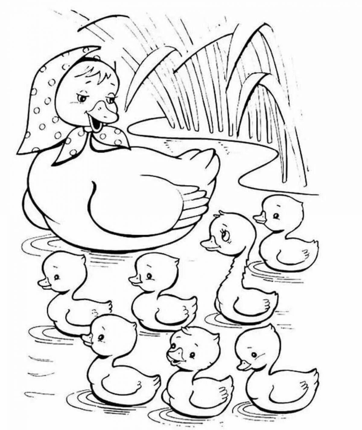 Animated ugly duckling coloring book for kids