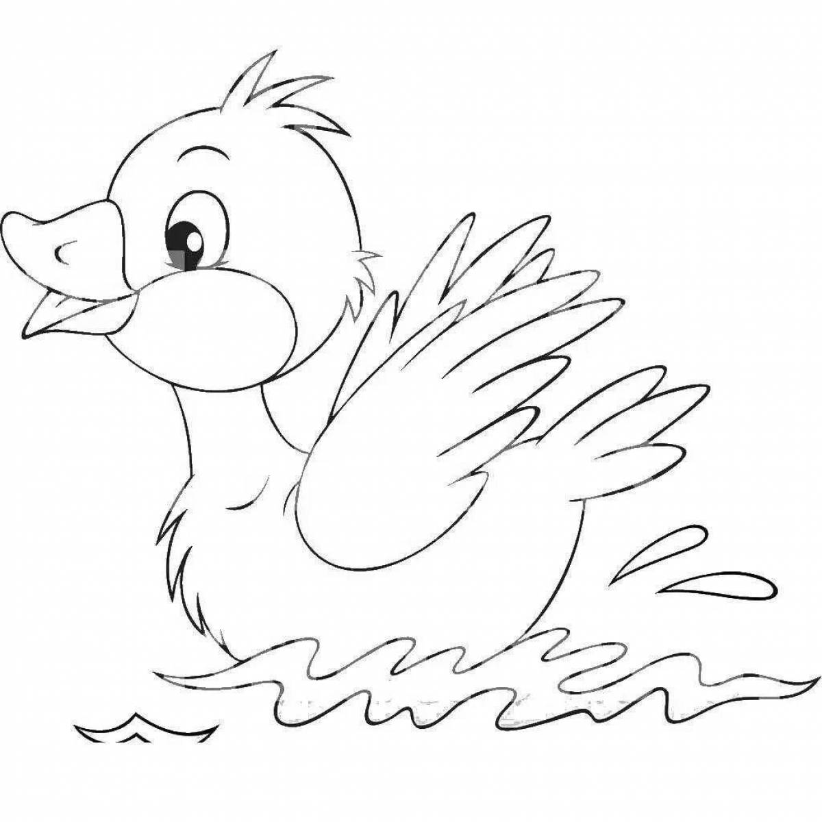 Ugly duckling with crazy color coloring book for kids